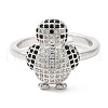 Penguin Cubic Zirconia Adjustable Rings RJEW-K247-01P-1