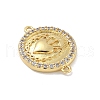 Rack Plating Brass Micro Pave Clear Cubic Zirconia Sacred Heart of Jesus Connector Charms KK-A234-065G-2