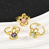 316 Stainless Steel with Natural Mixed Gemstone Cuff Rings RJEW-Z098-01G-09-2