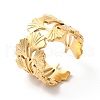 Ion Plating(IP) 304 Stainless Steel Gingko Leaf Open Cuff Ring for Women RJEW-K245-42G-3