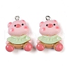 Pig Resin Pendants RESI-U004-03B-1
