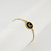 Flat Round with Letter Pattern 304 Stainless Steel Link Bracelets FS-WG4692B-09-1