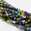 Handmade Evil Eye Lampwork Flat Round Bead Strands LAMP-L058-6mm-M-1