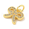Rack Plating Brass Micro Pave Clear Cubic Zirconia Pendants KK-B093-01A-G-2