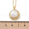 Half Round Brass Micro Pave Cubic Zirconia Pendant Neckalces for Women NJEW-C076-07G-5
