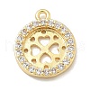 Rack Plating Brass Micro Pave Clear Cubic Zirconia Pendant Cabochon Setttings KK-L224-048G-1