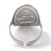 Oval & Moon 304 Stainless Steel Enamel Open Cuff Rings for Women RJEW-F166-29P-01-3