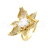 Brass Micro Pave Cubic Zirconia Cuff Rings for Women RJEW-F184-02G-2