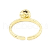 Cubic Zircona Heart Charm Dangle Open Cuff Ring RJEW-H103-02G-3