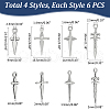 Unicraftale 24Pcs 4 Styles 304 Stainless Steel Pendants STAS-UN0060-02-3