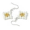 Rhombus Shell Pearl & Brass Dangle Earrings EJEW-JE05775-3