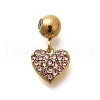 304 Stainless Steel Rhinestone Charms STAS-M109-12G-2