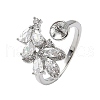 Brass Pave Clear Cubic Zirconia Earring Findings KK-D369-10P-1