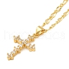Real 18K Gold Plated Brass Micro Pave Clear Cubic Zirconia Pendant Necklaces for Women NJEW-K381-03A-G-1