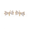 Brass Clear Cubic Zirconia Stud Earrings Finding for Women KK-A244-13A-G-1