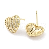 Brass Micro Pave Clear Cubic Zirconia Studs Earring for Women EJEW-S217-A02-2