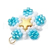 Glass Seed Beaded Star Pendants PALLOY-MZ00641-03-4
