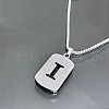Rectangle with Laser Cut Letter 201 Stainless Steel Initial Pendant Necklaces WGA5E8C-09-1