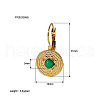 Vintage Stainless Steel Pave Natural Green Onyx Agate(Dyed & Heated) Flat Round Leverback Earrings for Women QF4931-5-1