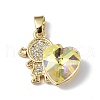 Real 18K Gold Plated Rack Plating Brass Micro Pave Clear Cubic Zirconia Pendants KK-C015-23G-01-1
