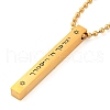 304 Stainless Steel Ball Chain Rectangle Pendant Necklaces NJEW-K273-05G-2