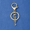 304 Stainless Steel Initial Letter Key Charm Keychains KEYC-YW00004-14-2