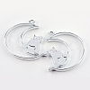 Rack Plating Alloy Kitten Open Back Bezel Pendants X-PALLOY-S047-38D-FF-1