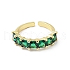 Green Cubic Zirconia Open Cuff Rings RJEW-G262-05G-1