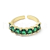 Green Cubic Zirconia Open Cuff Rings RJEW-G262-05G-1