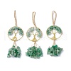 Wire Wrapped Chips Natural Green Aventurine Big Pendant Decorations HJEW-SZ0001-27D-1