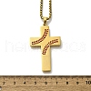 201 Stainless Steel Wheat Cross Pendant Box Chain Necklaces for Women Men NJEW-B124-01G-6