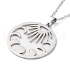 Non-Tarnish 201 Stainless Steel Sun with Moon Phase Pendant Necklace with Cable Chains NJEW-Q317-04P-3