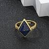 Rhombus Natural Lapis Lazuli Finger Rings RJEW-B113-01G-02-2