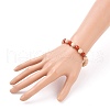 Round Natural Red Agate/Carnelian Beaded Stretch Bracelets BJEW-JB05607-04-3