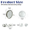 160Pcs 4 Styles Flat Round 304 Stainless Steel Stud Earring Settings with Transparent Glass Cabochons with 304 Stainless Steel Ear Nuts with Plastic Ear Nuts FIND-YW0005-37-2