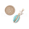 Cowrie Shell Enamel & Synthetic Turquoise Starfish Pendants PALLOY-JF03406-01-2