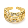 Rack Plating Five Row Brass Micro Pave Cubic Zirconia Open Cuff Ring RJEW-C082-14G-2