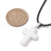 Natural White Jade Cross Pendant Necklaces NJEW-JN04624-05-3