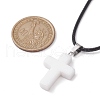 Natural White Jade Cross Pendant Necklaces NJEW-JN04624-05-3