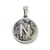 304 Stainless Steel with Paua Shell Pendants STAS-G268-02N-P-2