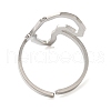 Non-Tarnish Hollow Africa Map 304 Stainless Steel Open Cuff Rings for Women RJEW-N048-03P-3
