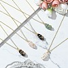 Natural Mixed Gemstone Pointed Faceted Bullet Copper Wire Wrapped Pendant Necklaces NJEW-JN05025-01-2