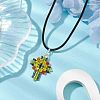Transparent Electroplate Glass Pendant Necklaces NJEW-MZ00040-03-2