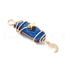 3Pcs 3 Styles Electroplated Natural Quartz Crystal Pointed Copper Wire Wrapped Pendants PALLOY-JF03766-03-4