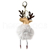 Imitation Rex Rabbit Fur & PU Leather Christmas Reindeer Pendant Keychain KEYC-K018-03KCG-01-2