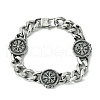 304 Stainless Steel Cuban Flat Round Link Chain Bracelets for Women Men BJEW-C063-08AS-1