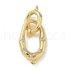 Rack Plating Brass Micro Pave Clear Cubic Zirconia Fold Over Clasps KK-K392-48G-1