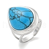 304 Stainless Steel Synthetic Turquoise Cuff Rings G-Z056-09P-02-1