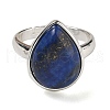 Natural Lapis Lazuli Teardrop Adjustable Rings RJEW-K371-08S-09-3