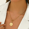 Elegant Brass Star Moon Pendant Paperclip Chain Mecklaces for women TP5799-1
